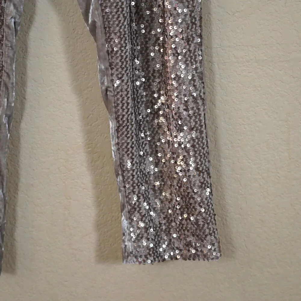 Chicos Womens Sequin Velvet ankle Pants M(8) Champagne Party Club Holiday - Picture 3 of 10